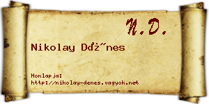 Nikolay Dénes névjegykártya